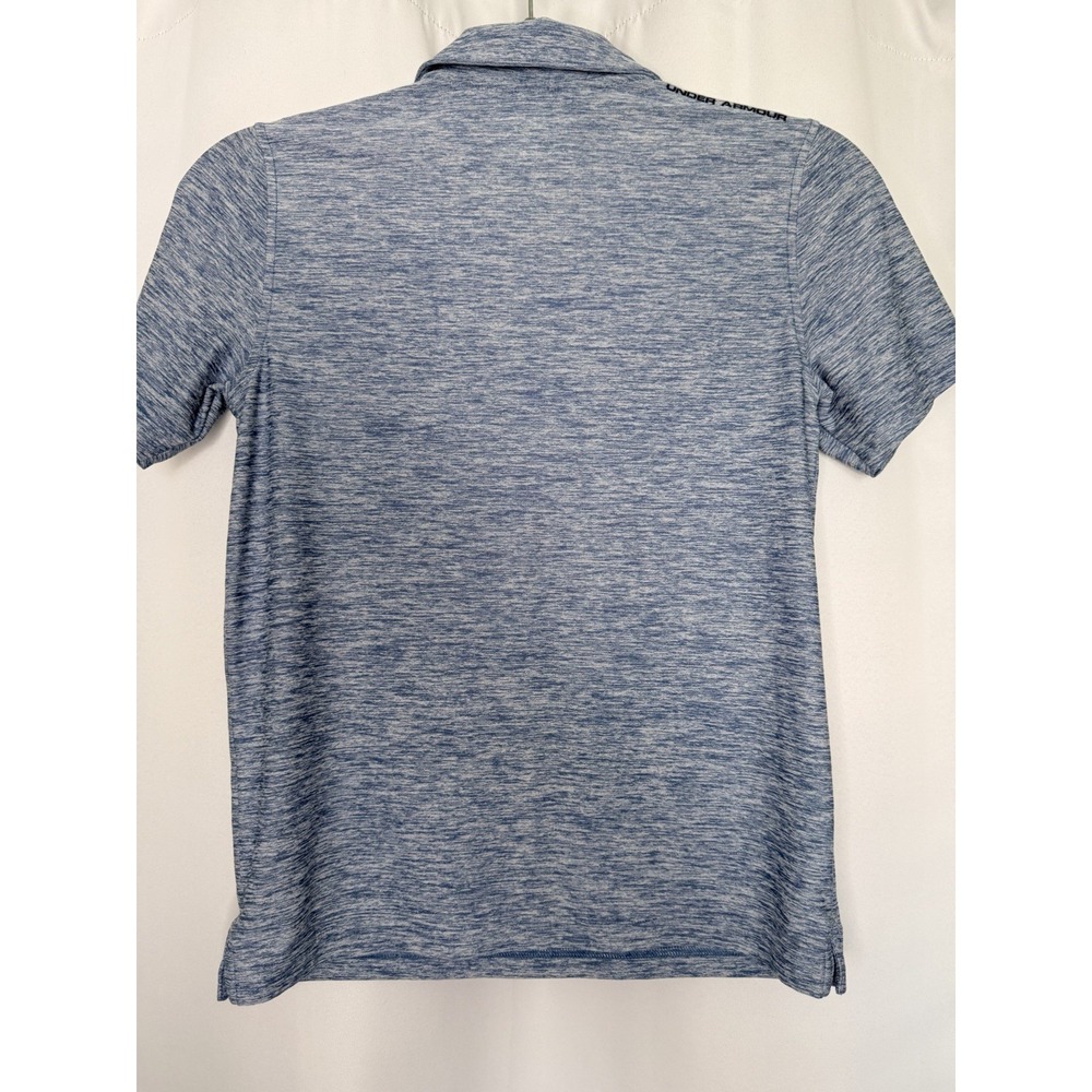 Under Armour Boys Youth Medium Blue Heather Performance Polo Shirt Heat Gear - Picture 5 of 6